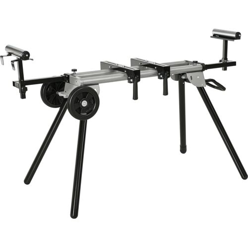 DURHAND Untergestell für Kappsägen Arbeitstisch, Schwarz+Silber, Seitenverlängerung 123,5-245 cm Aosom