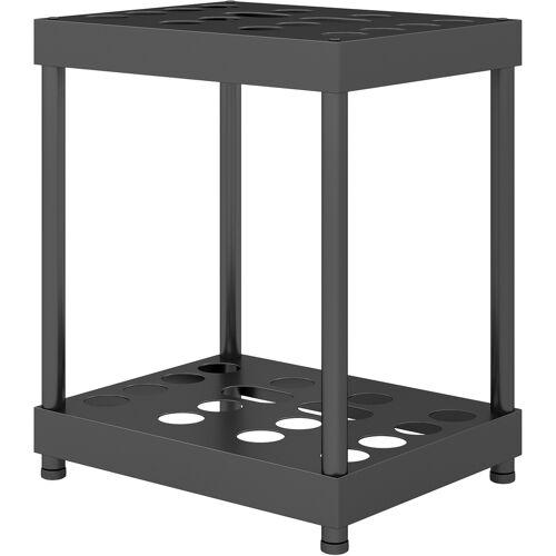 Outsunny Gartenwerkzeug-Organisator, Gartenwerkzeughalter mit 16 Fächern auf 2 Ebenen mit verstellbaren Polstern für Gartenscheren, Schaufeln, Rechen, für Unterstand, Garage, Schwarz Aosom