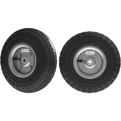 Outsunny Set aus 2 Ersatzrädern 255 mm aus Gummi, Bohrung von 16 mm für Gartenkarren, Schubkarren und Handwagen Aosom Outsunny Set aus 2 Ersatzrädern 255 mm aus Gummi, Bohrung von 16 mm für Gartenkarren, Schubkarren und Handwagen Aosom