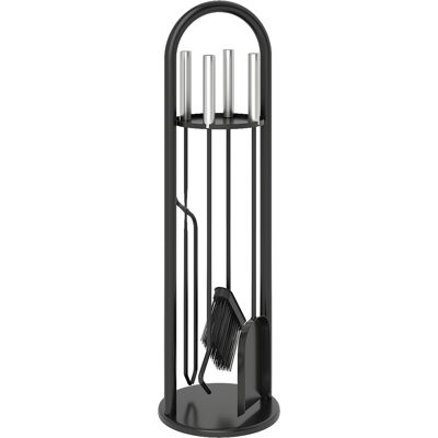 Outsunny Kaminbesteck Set 5 teilig Kaminzubehör mit Besen, Schaufel, Schürhaken Zange Ständer, Kamingarnitur aus Metall, Schwarz Aosom Outsunny Kaminbesteck Set 5 teilig Kaminzubehör mit Besen, Schaufel, Schürhaken Zange Ständer, Kamingarnitur aus Metall, Schwarz Aosom