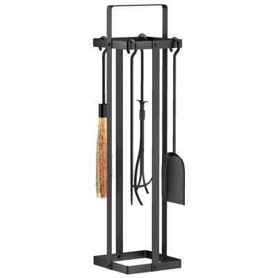 Outsunny Kaminbesteck-Set, 5-teilig, Kaminzubehör, Besen Schaufel Zange Poker Ständer, Metall, Schwarz Aosom Outsunny Kaminbesteck-Set, 5-teilig, Kaminzubehör, Besen Schaufel Zange Poker Ständer, Metall, Schwarz Aosom