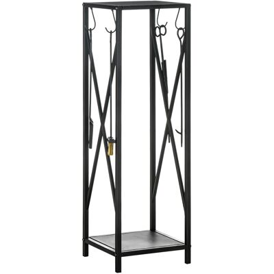 Outsunny Platzsparender Metall-Kaminholzhalter für innen und außen mit Schaufel, Bürste, Schürhaken und Zange, 34x34x111cm, Schwarz Aosom Outsunny Platzsparender Metall-Kaminholzhalter für innen und außen mit Schaufel, Bürste, Schürhaken und Zange, 34x34x111cm, Schwarz Aosom