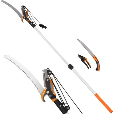 Outsunny 2-in-1 Gartensäge mit Teleskopstange aus Aluminium 135-199cm, Astsäge und Gartenschere mit Sicherheitsverschluss für Palmen, Sträucher und hohe Äste Aosom Outsunny 2-in-1 Gartensäge mit Teleskopstange aus Aluminium 135-199cm, Astsäge und Gartenschere mit Sicherheitsverschluss für Palmen, Sträucher und hohe Äste Aosom