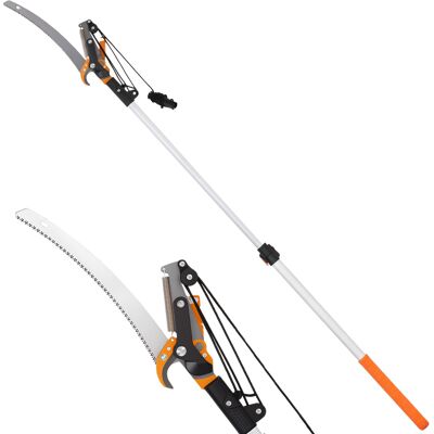 Outsunny 2-in-1 Astsäge mit integrierter Astschere Baumsäge mit Teleskopstiel 135/172/199 cm Teleskop Gartensäge mit Baumschere, Teleskopsäge mit Gartenschere für hohe Äste Aosom Outsunny 2-in-1 Astsäge mit integrierter Astschere Baumsäge mit Teleskopstiel 135/172/199 cm Teleskop Gartensäge mit Baumschere, Teleskopsäge mit Gartenschere für hohe Äste Aosom