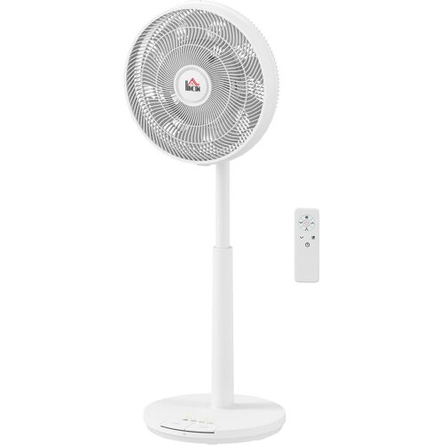 HOMCOM Standventilator leise mit Fernbedienung, Ventilator mit 12 Geschwindigkeitsstufen, Timer, Neigung & Oszillation einstellbar, Schlafmodi, Weiß Aosom