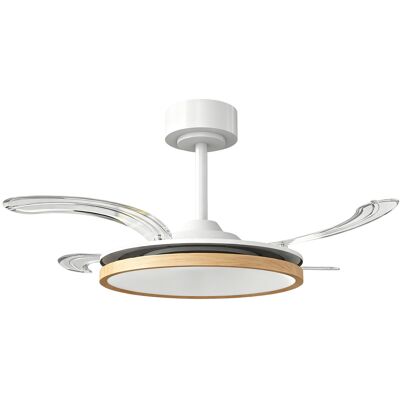 HOMCOM Deckenventilator mit Beleuchtung, einziehbare Flügel, Ø95 cm, 80 W Dimmbare LED Deckenleuchte mit Ventilator, 3 Lichtfarben, Fernbedienung, 6 Geschwindigkeiten, Timer, DC Motor, Natur Aosom HOMCOM Deckenventilator mit Beleuchtung, einziehbare Flügel, Ø95 cm, 80 W Dimmbare LED Deckenleuchte mit Ventilator, 3 Lichtfarben, Fernbedienung, 6 Geschwindigkeiten, Timer, DC Motor, Natur Aosom