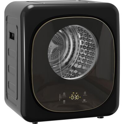 HOMCOM 4-kg Ablufttrockner, 800W Kompakter freistehender Fronttrockner mit 5 Trocknungsmodi, Smart-Sensor, Timer und Edelstahltrommel, Wandmontierbare tragbare kleine Wäschetrocknermaschine, Schwarz Aosom HOMCOM 4-kg Ablufttrockner, 800W Kompakter freistehender Fronttrockner mit 5 Trocknungsmodi, Smart-Sensor, Timer und Edelstahltrommel, Wandmontierbare tragbare kleine Wäschetrocknermaschine, Schwarz Aosom