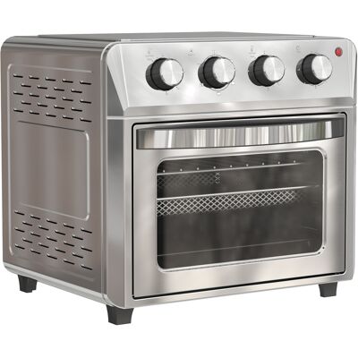 HOMCOM Mini Backofen mit Umluft, 24 L 1600W 90-230℃ Heißluftofen mit 60 Min. Heißluftfritteuse, 6 Heizmodi, Timer, Zubehör, 24L, Silber Aosom HOMCOM Mini Backofen mit Umluft, 24 L 1600W 90-230℃ Heißluftofen mit 60 Min. Heißluftfritteuse, 6 Heizmodi, Timer, Zubehör, 24L, Silber Aosom