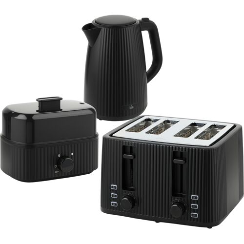 HOMCOM Wasserkocher Toaster Eierkocher Set 1,7L 2200W Edelstahl Schnell Wasserkocher mit Kalkfilter 4 Scheiben Toaster mit 7 Bräunungsstufen Eierkocher mit Kontrollleuchte Signalton-Timer für 1-6 Eier Aosom