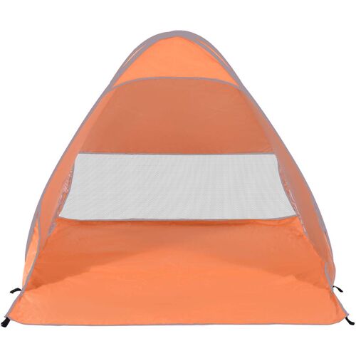Outsunny Strandzelt Pop-up Automatik UV Schutz hinteres Fenster großer Bodenteppich orange Aosom