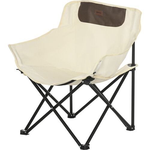 Outsunny Campingstuhl faltbarer Gartenstuhl mit Seitentasche, Stahlbeine, Klappsessel mit Tragetasche für Pool, Strand, Oxford, Weiß Aosom