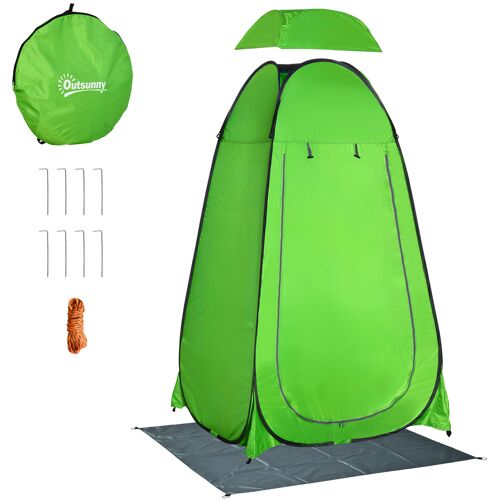 Outsunny Zelt für Camping, Strand und Outdoor Duschen, Tragbare Umkleide mit Reißverschlusstür, Transporttasche und Tasche zur Aufbewahrung, 126x124x189 cm, Grün Aosom