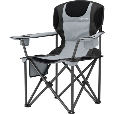 Outsunny Klappbarer Campingstuhl, Gepolsterter Anglerstuhl, Höhenverstellbare Armlehnen, Getränkehalter, Seitenfächer und Kühltasche, Faltbarer Stuhl für Wandern, Angeln und Picknick, Hellgrau Aosom Outsunny Klappbarer Campingstuhl, Gepolsterter Anglerstuhl, Höhenverstellbare Armlehnen, Getränkehalter, Seitenfächer und Kühltasche, Faltbarer Stuhl für Wandern, Angeln und Picknick, Hellgrau Aosom