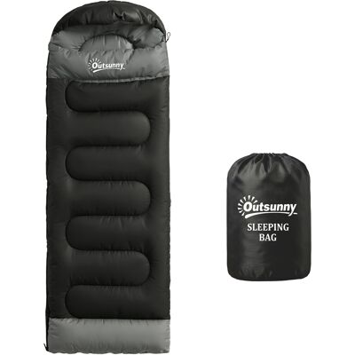 Outsunny Schlafsack für Erwachsene, leicht und kompakt, für 3 Jahreszeiten, wasserdicht, rechteckiger faltbarer tragbarer Schlafsack, kleines Packmaß, zum Camping, Wandern, Outdoor-Reisen, Schwarz Aosom Outsunny Schlafsack für Erwachsene, leicht und kompakt, für 3 Jahreszeiten, wasserdicht, rechteckiger faltbarer tragbarer Schlafsack, kleines Packmaß, zum Camping, Wandern, Outdoor-Reisen, Schwarz Aosom