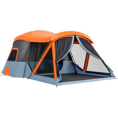 Outsunny Tunnelzelt 4 Personen Familienzelt mit Schlaf- und Wohnzimmer Dachfenstern Bodenplane Stehhöhe 3000 mm Wassersäule, wasserdicht Campingzelt mit Tragetasche Camping Zelt für Cmping Orange+Blau Aosom Outsunny Tunnelzelt 4 Personen Familienzelt mit Schlaf- und Wohnzimmer Dachfenstern Bodenplane Stehhöhe 3000 mm Wassersäule, wasserdicht Campingzelt mit Tragetasche Camping Zelt für Cmping Orange+Blau Aosom