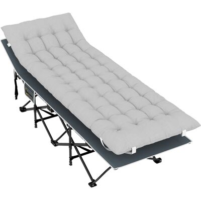 Outsunny Feldbett faltbar Campingbett mit Matratze Kopfkissen Seitentasche 190 x 65 x 37 cm Campingliege für Erwachsene Gästebett bis 150 kg Klappbett für Outdoor, Garten Camping Reisen Hellgrau Aosom Outsunny Feldbett faltbar Campingbett mit Matratze Kopfkissen Seitentasche 190 x 65 x 37 cm Campingliege für Erwachsene Gästebett bis 150 kg Klappbett für Outdoor, Garten Camping Reisen Hellgrau Aosom