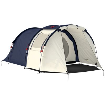 Outsunny Tunnelzelt 4 Personen Familienzelt mit Schlaf- und Wohnzimmer Fenstern Bodenplane Stehhöhe 3000 mm Wassersäule, wasserdicht Campingzelt mit Tragetasche Camping Zelt Marineblau+Cremeweiß Aosom Outsunny Tunnelzelt 4 Personen Familienzelt mit Schlaf- und Wohnzimmer Fenstern Bodenplane Stehhöhe 3000 mm Wassersäule, wasserdicht Campingzelt mit Tragetasche Camping Zelt Marineblau+Cremeweiß Aosom