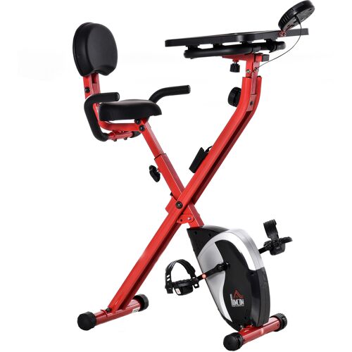 HOMCOM Heimtrainer Fahrrad Trimmrad F-Bike 1,5 kg Schwungrad mit 8 stufig einstellbarem Magnetwiderstand Rädern Rot+Schwarz