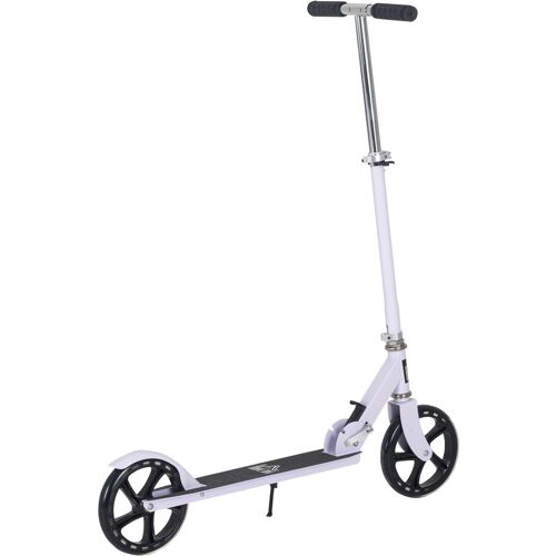 HOMCOM Kinderroller Klappbar Höhenverstellbarer Lenker in 4 Stufen hintere Reibungsbremse für Kinder Jugendliche max. 100KG Abmessungen 88L x 37B x 75-100H cm Weiß Aosom