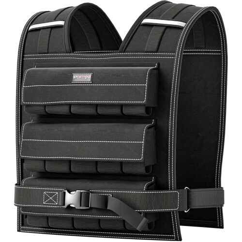 SPORTNOW verstellbare Gewichtsweste 15kg mit Reflektierenden Streifen, Trainingsweste, Laufweste für Gewichtheben, Laufen und Fitness, Körpergewichtstraining, Männer und Frauen Aosom