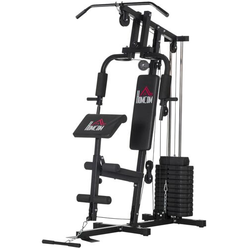 HOMCOM Fitness-Station mit 12 Gewichtsblöcken à 5,5 kg für ein umfassendes Training - 135 x 103 x 210 cm Aosom