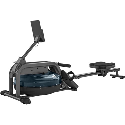 SPORTNOW Wasser-Rudergerät, Heimrudergerät Muskelaufbau, 6 Widerstandsstufen, LCD-Bildschirm und Tabletthalterung, vertikale Lagerung mit Rollen, max. 135 kg Belastung, Stahl Aosom