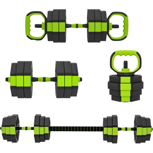 SPORTNOW Verstellbares Hantelset, 4 in 1, 25kg, Gewichtsset als Kettlebell, Stange, Hanteln oder Liegestützhalter, Fitnessgerät für Männer und Frauen, Heim-Fitnessstudio Aosom