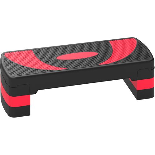 HOMCOM Steppbrett Aerobic-Stepper höhenverstellbar mit 3 Stufen (10/15/20 cm) Fitness Heimtrainer für Indoor Outdoor Belastbarkeit bis 150 kg Rot Aosom