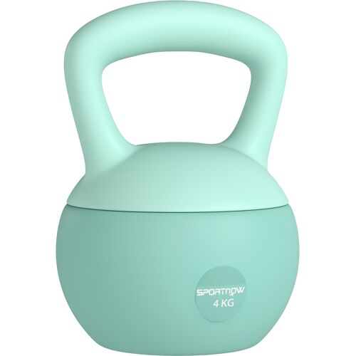 SPORTNOW Kettlebell 4 kg, Soft-Kettlebell mit metallischer Sandfüllung und rutschfestem Griff, für Krafttraining zu Hause, Fitnessstudio, Grün Aosom