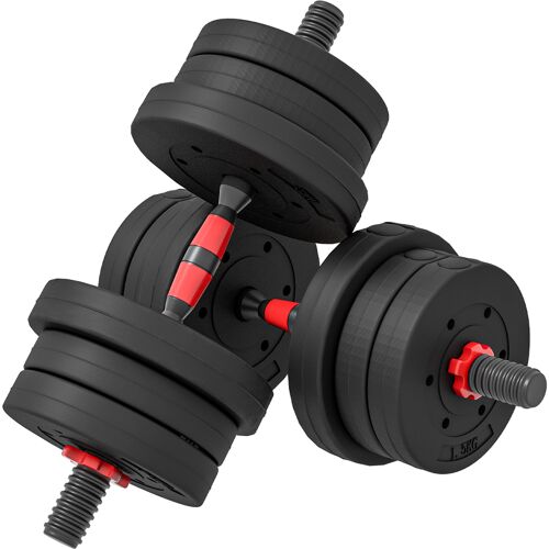 HOMCOM 2 in 1 Hanteln Set 20 kg verstellbare Kurzhantel & Langhantel professionell Dumbbell Krafttraining und Gewichtheben für Zuhause Fitness Aosom