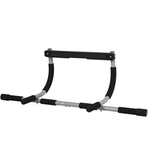 HOMCOM Klimmzugstange Multifunktions-Trainingshalterung Türreck aus Stahl mit Schaumstoffgriffen Schwarz Grau 92x40x17cm für Fitness Zuhause Aosom.de
