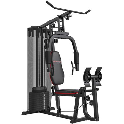 SPORTNOW Kraftstation, Multifunktionale Fitnessstation mit Latzug- & Butterflystange, Beinpresse, Fitnessgerät mit 45 kg Gewichtsblöcken für Zuhause, Schwarz Aosom SPORTNOW Kraftstation, Multifunktionale Fitnessstation mit Latzug- & Butterflystange, Beinpresse, Fitnessgerät mit 45 kg Gewichtsblöcken für Zuhause, Schwarz Aosom