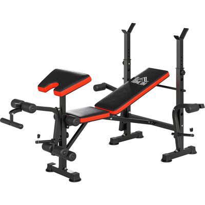 HOMCOM Hantelbank mit Ablage verstellbare Multifunktion Trainingsbank mit Langhantelständer Butterfly Beincurler Bankdrücken 3-Fach Rückenlehne Schrägbank Flachbank bis 150 kg Fitnessbank für Zuhause Aosom HOMCOM Hantelbank mit Ablage verstellbare Multifunktion Trainingsbank mit Langhantelständer Butterfly Beincurler Bankdrücken 3-Fach Rückenlehne Schrägbank Flachbank bis 150 kg Fitnessbank für Zuhause Aosom
