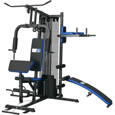 SPORTNOW Kraftstation mit 65-kg-Gewichtsstapel, Heim-Fitnessgerät mit Bauchbank, Liegestützgriffen, Dip-Station, verstellbar, für Ganzkörpertraining Aosom SPORTNOW Kraftstation mit 65-kg-Gewichtsstapel, Heim-Fitnessgerät mit Bauchbank, Liegestützgriffen, Dip-Station, verstellbar, für Ganzkörpertraining Aosom