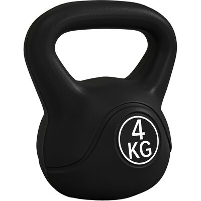 HOMCOM Kettlebell 4 kg, Kunststoffüberzug & Sandfüllung, breiter Griff, flache Basis, ideal für Krafttraining, Zuhause & Fitnessstudio, Schwarz Aosom HOMCOM Kettlebell 4 kg, Kunststoffüberzug & Sandfüllung, breiter Griff, flache Basis, ideal für Krafttraining, Zuhause & Fitnessstudio, Schwarz Aosom