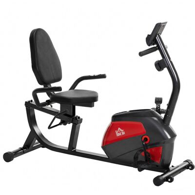 HOMCOM Liege-Heimtrainer mit Rückenlehne, 8-stufige Magnetresistenz, Heimtrainer mit Schwungrad, verstellbarer Sitz, LCD-Monitor, Pulsmessung, Smartphone-Halter und Rollen, Rot Aosom HOMCOM Liege-Heimtrainer mit Rückenlehne, 8-stufige Magnetresistenz, Heimtrainer mit Schwungrad, verstellbarer Sitz, LCD-Monitor, Pulsmessung, Smartphone-Halter und Rollen, Rot Aosom