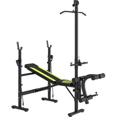 HOMCOM Multifunktionsbank Fitnessstation mit 3-fach verstellbarer Rückenlehne, Beinstütze und oberer Stange, 175x110x202cm, Schwarz Aosom HOMCOM Multifunktionsbank Fitnessstation mit 3-fach verstellbarer Rückenlehne, Beinstütze und oberer Stange, 175x110x202cm, Schwarz Aosom