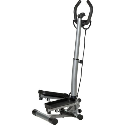 HOMCOM Stepper mit höhenverstellbarem Griff, rutschfesten Griffen und Elastikbändern, Step-Fitness mit LCD-Monitor für Zuhause und Fitnessstudio, Schwarz und Silber Aosom HOMCOM Stepper mit höhenverstellbarem Griff, rutschfesten Griffen und Elastikbändern, Step-Fitness mit LCD-Monitor für Zuhause und Fitnessstudio, Schwarz und Silber Aosom