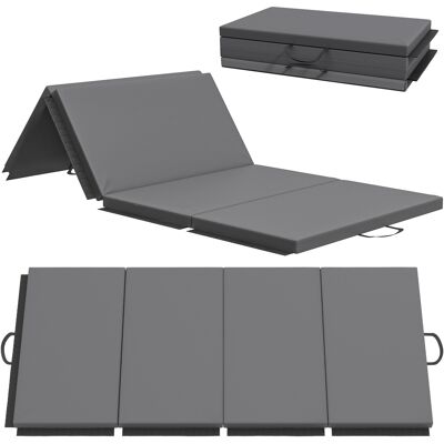 HOMCOM Trainingsmatte, Faltbare Fitnessmatte Sportmatte mit Griffen Gymnastikmatte Gymnastik Tumbling Matte für Yoga, MMA, Fitness, Pilates, Synthetikbezug, Grau, 180 x 80 x 5 cm Aosom HOMCOM Trainingsmatte, Faltbare Fitnessmatte Sportmatte mit Griffen Gymnastikmatte Gymnastik Tumbling Matte für Yoga, MMA, Fitness, Pilates, Synthetikbezug, Grau, 180 x 80 x 5 cm Aosom