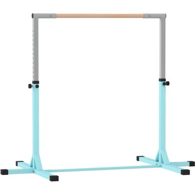 HOMCOM Gymnastikstange für Kinder, höhenverstellbar Turnreck Reckstange, Reck Turnstange für Indoor & Outdoor aus Holz & stabile Stahlkonstruktion bis 75 kg belastbar, für 3+ Kinder, Hellblau Aosom HOMCOM Gymnastikstange für Kinder, höhenverstellbar Turnreck Reckstange, Reck Turnstange für Indoor & Outdoor aus Holz & stabile Stahlkonstruktion bis 75 kg belastbar, für 3+ Kinder, Hellblau Aosom