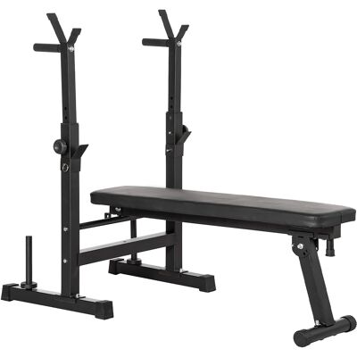 HOMCOM Multifunktional Hantelbank mit Verstellbar Langhantelablage Klappbar Trainingsbank bis 220 kg Flachbank Fitnessbank für Zuhause Krafttraining Schwarz Aosom HOMCOM Multifunktional Hantelbank mit Verstellbar Langhantelablage Klappbar Trainingsbank bis 220 kg Flachbank Fitnessbank für Zuhause Krafttraining Schwarz Aosom