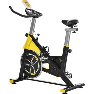 HOMCOM Fahrradtrainer höhenverstellbarer Heimtrainer Fitnessfahrrad Rollentrainer mit Riemenantrieb LCD-Display Stahl ABS  50x100x101-113 cm