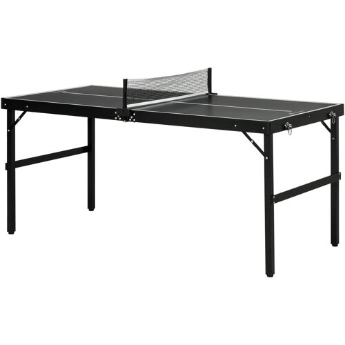 SPORTNOW Mini Tischtennisplatte klappbar Tennistisch Freizeittisch mit Netz & Griff, Indoor Spielset für Zuhause, Aluminium Schwarz Aosom.de