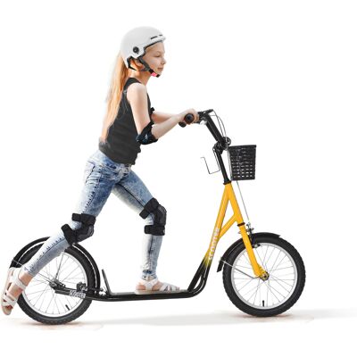 HOMCOM Kinder Roller, höhenverstellbar Tretroller mit großen Gummirädern, 2 Bremsen, Kinderscooter mit Korb, Becherhalter, für 5-12 Jahre Aosom HOMCOM Kinder Roller, höhenverstellbar Tretroller mit großen Gummirädern, 2 Bremsen, Kinderscooter mit Korb, Becherhalter, für 5-12 Jahre Aosom