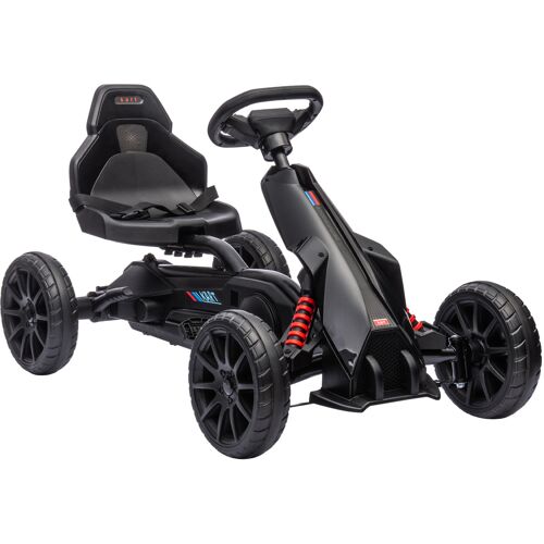 HOMCOM Gokart Tretauto mit Handbremse, verstellbarem Sitz, Vor- und Rückwärtsgang, Tretfahrzeug Kinderfahrzeug Kettcar für Kinder 3-8 Jahren Schwarz Aosom