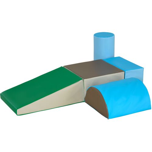 HOMCOM Bausteine für Kinder 5er-Set Schaumstoff-Bauklötze weich & sicher für 1-3 Jahre, Kunstleder & EPE, Bauspielzeug Aosom.de