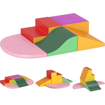 HOMCOM Schaumstoff Bausteine 6-tlg. Softbausteine Modulare Kinder Bausteinset mit Kunstleder-Optik Klettverschlüsse Großbausteine Schaumstoff-Kletterblöcke Bauklötze für Kinder 1-3 Jahre Bunt Aosom HOMCOM Schaumstoff Bausteine 6-tlg. Softbausteine Modulare Kinder Bausteinset mit Kunstleder-Optik Klettverschlüsse Großbausteine Schaumstoff-Kletterblöcke Bauklötze für Kinder 1-3 Jahre Bunt Aosom