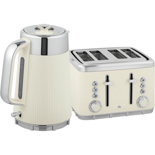 HOMCOM Wasserkocher Toaster Set 1,7L 2200W Schnell Wasserkocher mit Edelstahl-Innenraum, Kalkfilter, Kühl-Gefühl-Gehäuse, Thermostat 4 Scheiben Toaster mit 7 Bräunungsstufen, Krümelfach Aosom