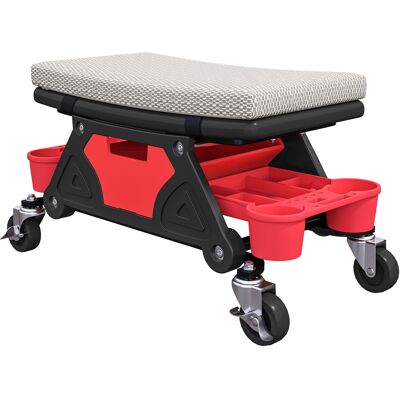 HOMCOM Werkstatthocker mit Rollen Ablagefläche Schublade 35cm hoch Rollhocker bis 135 kg belastbar Arbeitshocker Rollsitz Werkstattsitz für Werkstatt Grau Aosom HOMCOM Werkstatthocker mit Rollen Ablagefläche Schublade 35cm hoch Rollhocker bis 135 kg belastbar Arbeitshocker Rollsitz Werkstattsitz für Werkstatt Grau Aosom