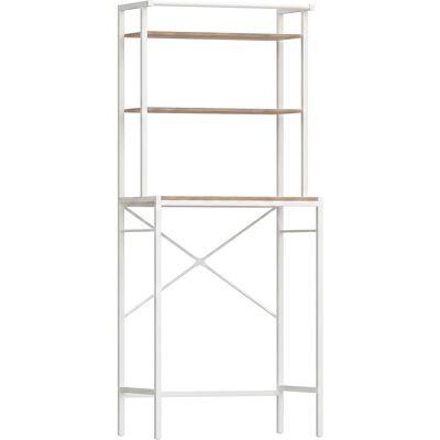 HOMCOM Waschmaschinenregal 3 Ebenen, Regal für Waschmaschine und Trockner mit Aufhängestange, Aufbewahrungsmöbel für Bad & Waschküche, 67 x 40 x 161,8 cm, Braun und Weiß Aosom HOMCOM Waschmaschinenregal 3 Ebenen, Regal für Waschmaschine und Trockner mit Aufhängestange, Aufbewahrungsmöbel für Bad & Waschküche, 67 x 40 x 161,8 cm, Braun und Weiß Aosom